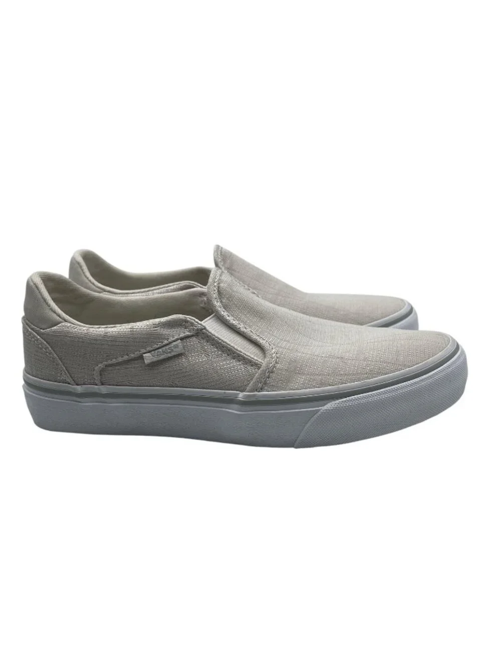 Vans Asher Deluxe Comfort Slip On Sneakers Women's 7.5 Woven Textile Light Gray